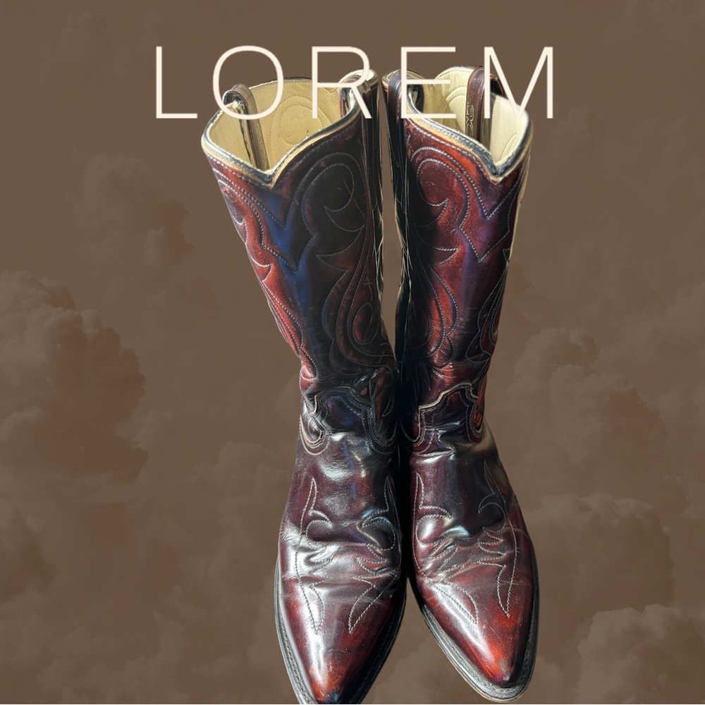 Men's  Vintage Acme  Cherry Leather  Western Cowboy Boots 9D